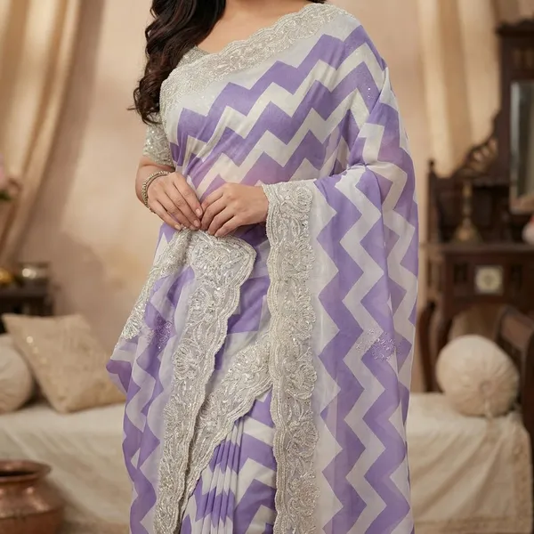 White_Chiffon_Premium_Saree_For_Women