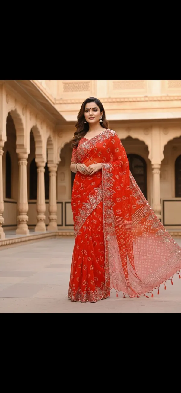 Orange_Chiffon_Premium_Saree_For_Women