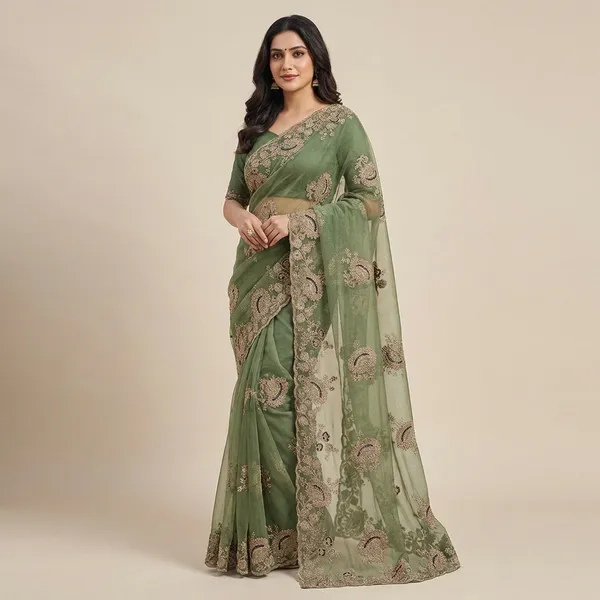Green_Chiffon_Premium_Saree_For_Women