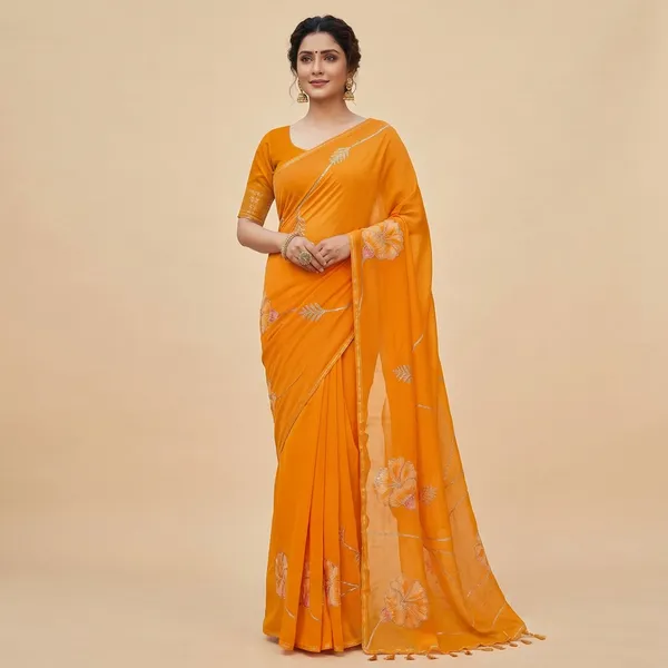 Orange_Chiffon_Premium_Saree_For_Women