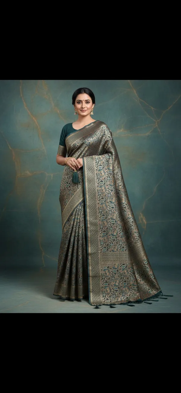Rama_Green_Banarasi_Silk_Premium_Saree_For_Women
