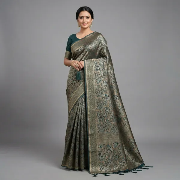 Rama_Green_Banarasi_Silk_Premium_Saree_For_Women