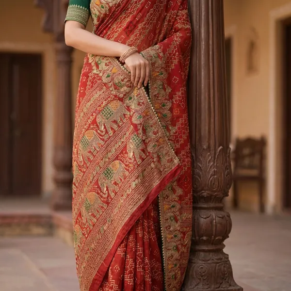 Red_Chiffon_Premium_Saree_For_Women