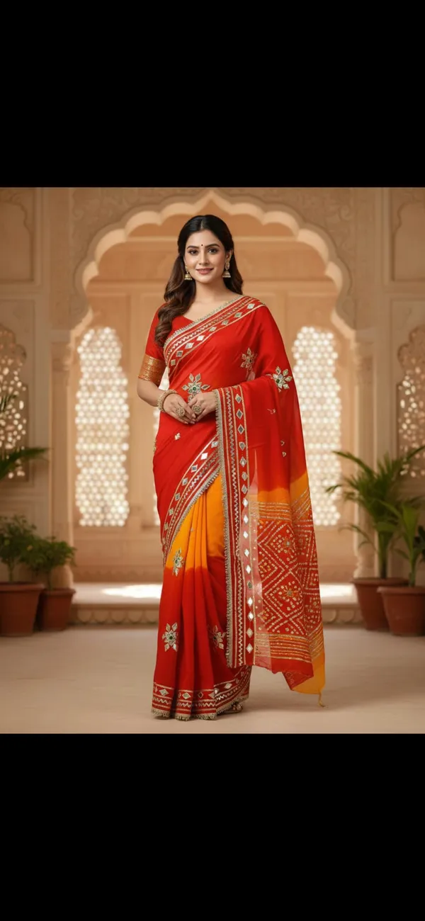 Red_And_Yellow_Chiffon_Premium_Saree_For_Women