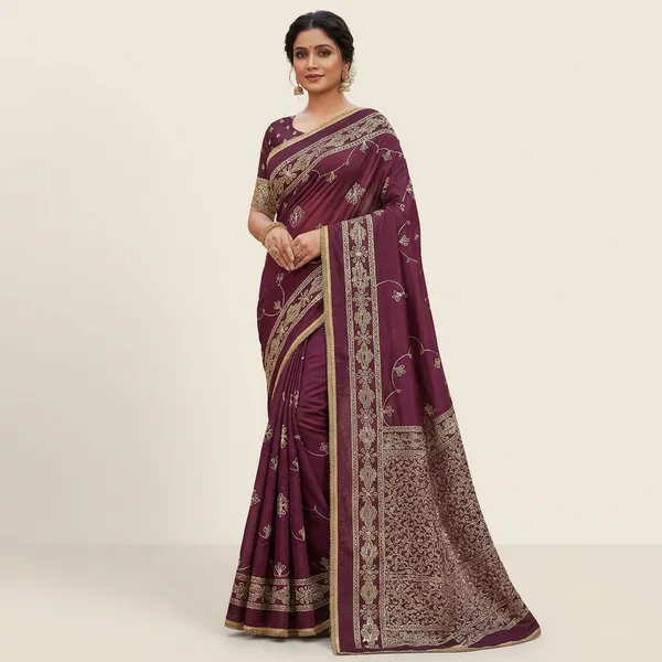 Wine_Chiffon_Premium_Saree_For_Women