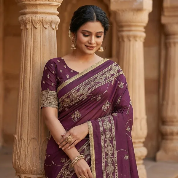 Wine_Chiffon_Premium_Saree_For_Women
