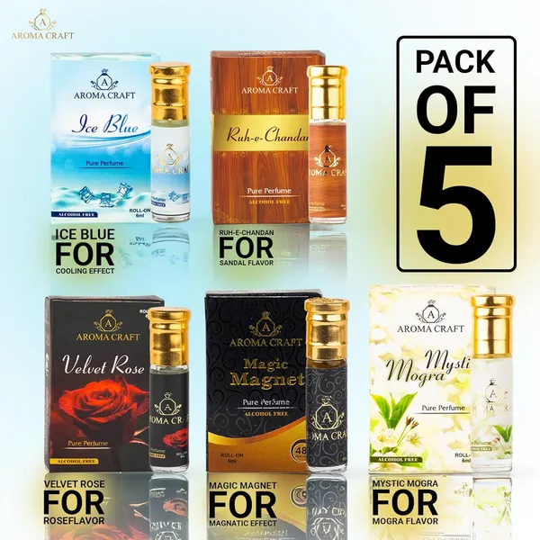 Attar_Long_Lasting_Roll_On_Perfume_Oil_Set_Pack_Of_5_-_Ice_Blue,Ruh-E-Chandan,_Velvet_Rose,_Magic_Magnet,_Mystic_Mogra