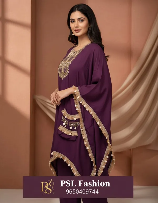 Royal_Purple_Premium_Cotton_Blend_Kurta_And_Pant_Set_For_Women