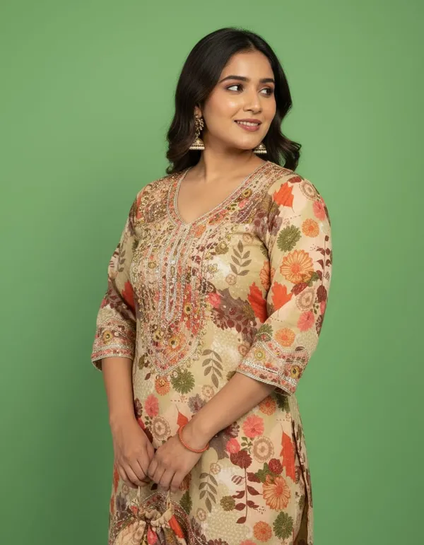 Multicolor_Premium_Chanderi_Cotton_Kurta_Set_For_Women