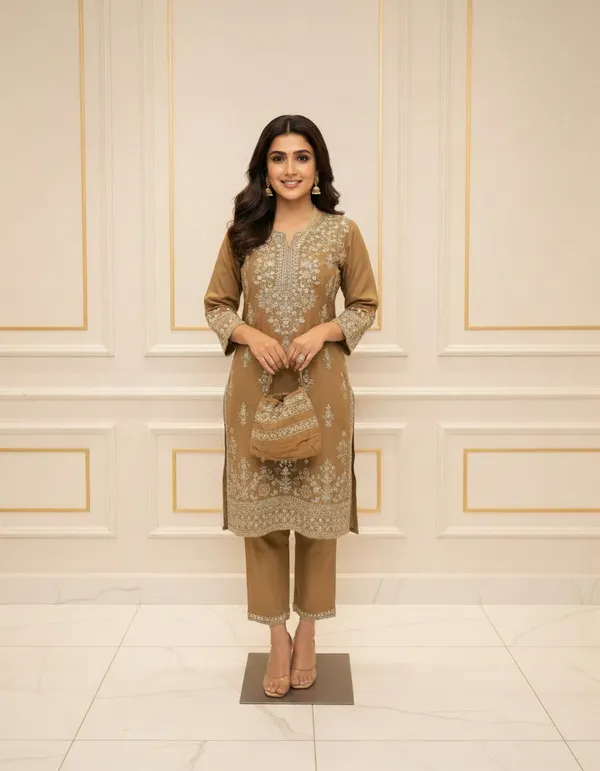 Yellow_Premium_Cotton_Blend_Kurta_And_Pant_Set_For_Women