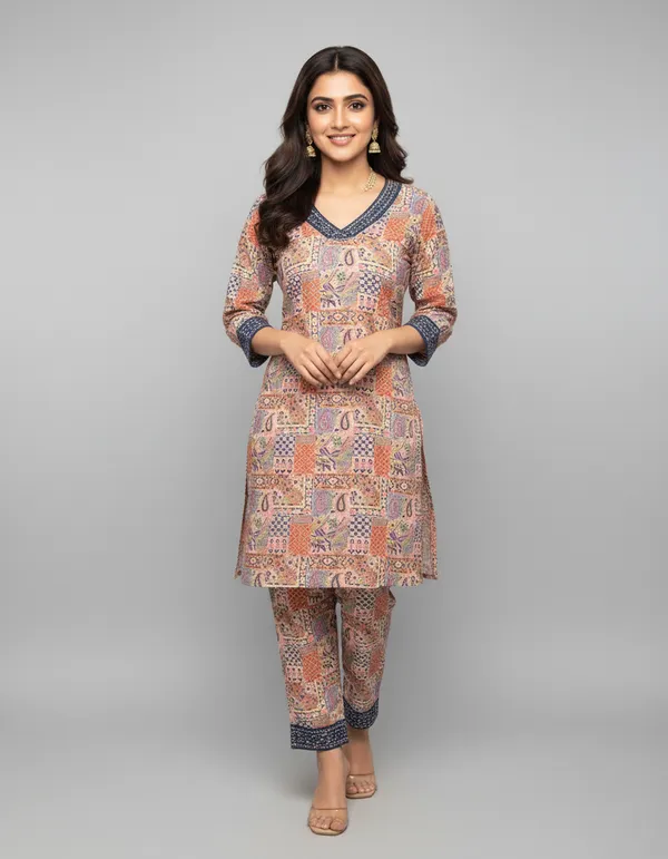 Beige_Premium_Chanderi_Silk_Co-Ord_Set_For_Women