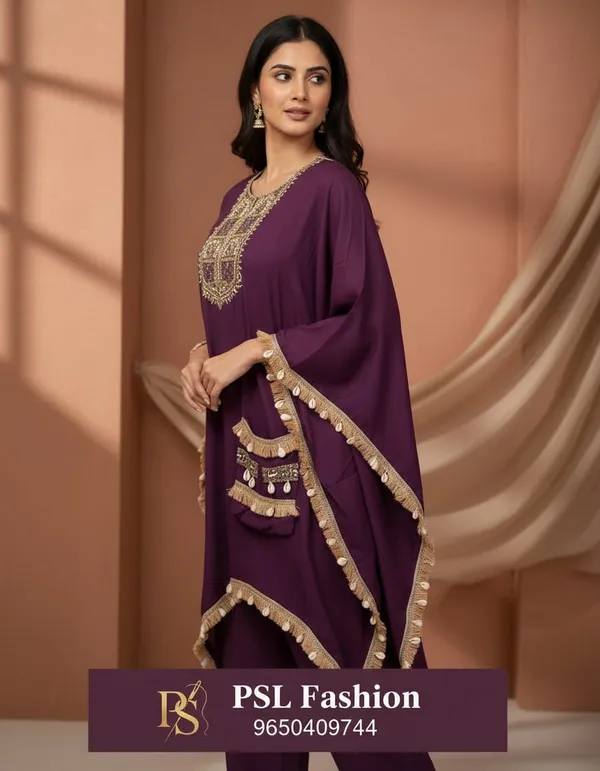 Royal_Purple_Premium_Cotton_Blend_Kurta_And_Pant_Set_For_Women