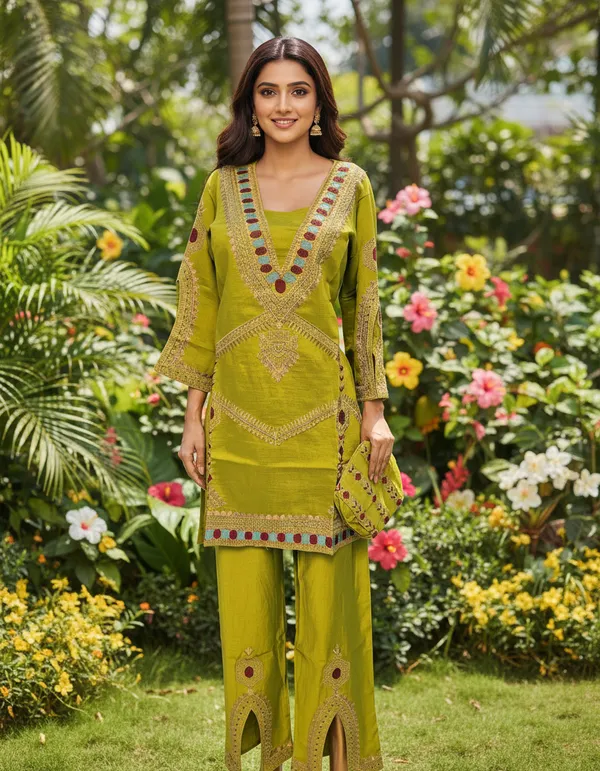 Green_Premium_Cotton_Silk_Three-Piece_Suit_Set_For_Women