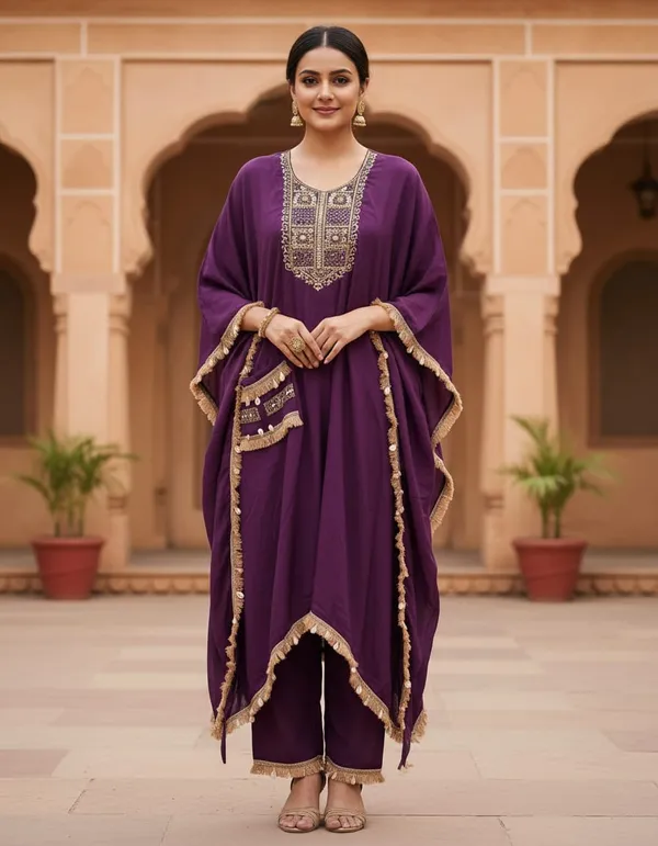 Royal_Purple_Premium_Cotton_Blend_Kurta_And_Pant_Set_For_Women