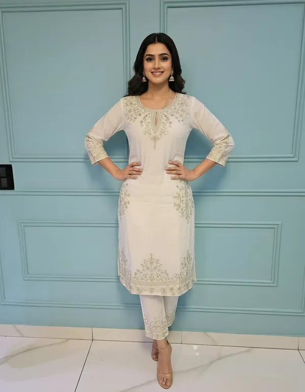 White_Premium_Cotton_Silk_Kurta_Set_For_Women