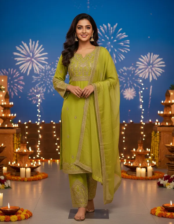 Lime_Green_Premium_Chanderi_Silk_Suit_Set_With_Dupatta_For_Women
