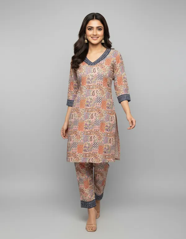 Beige_Premium_Chanderi_Silk_Co-Ord_Set_For_Women