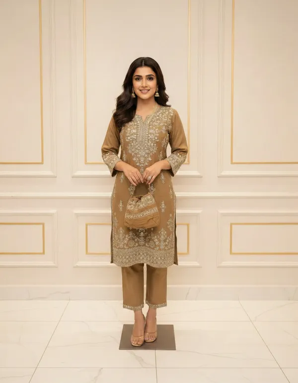 Yellow_Premium_Cotton_Blend_Kurta_And_Pant_Set_For_Women