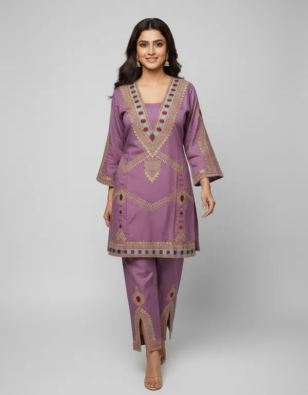 Lavender_And_Purple_Premium_Crepe_Fabric_Kurta_And_Pant_Set_For_Women