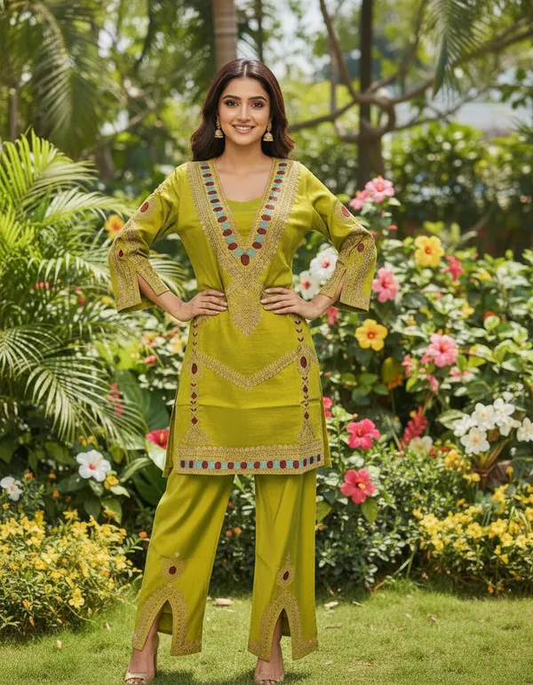 Green_Premium_Cotton_Silk_Three-Piece_Suit_Set_For_Women