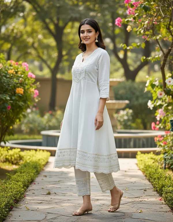 White_Premium_Blend_Cotton_Kurta_Set_For_Women