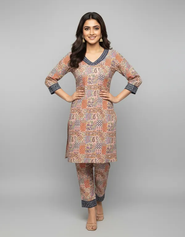 Beige_Premium_Chanderi_Silk_Co-Ord_Set_For_Women