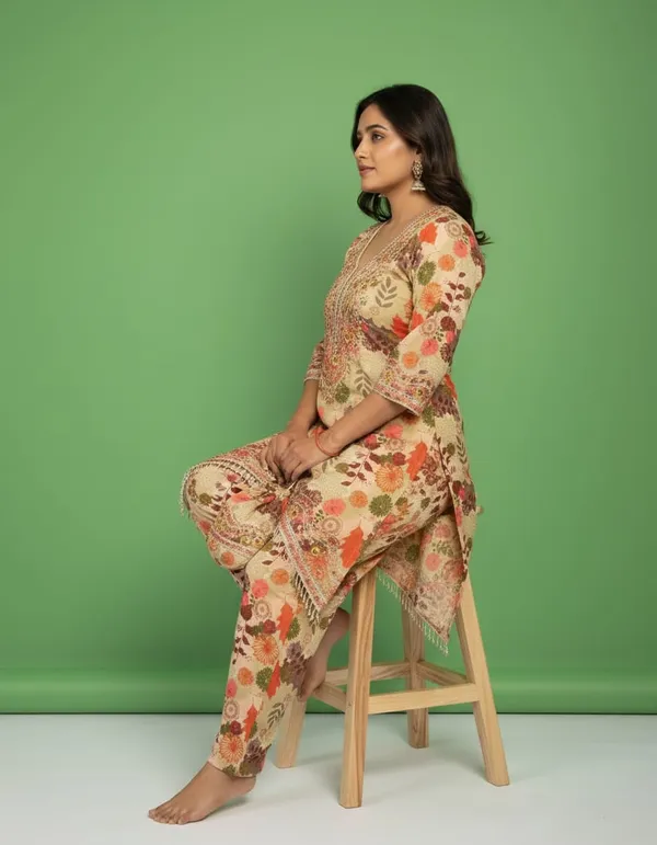 Multicolor_Premium_Chanderi_Cotton_Kurta_Set_For_Women