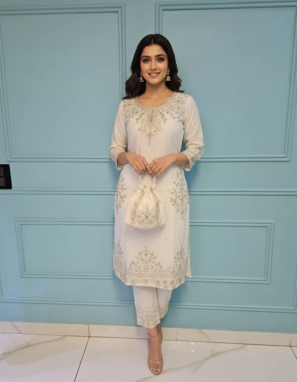 White_Premium_Cotton_Silk_Kurta_Set_For_Women