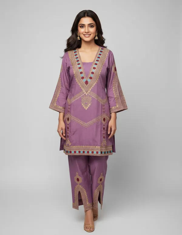 Lavender_And_Purple_Premium_Crepe_Fabric_Kurta_And_Pant_Set_For_Women