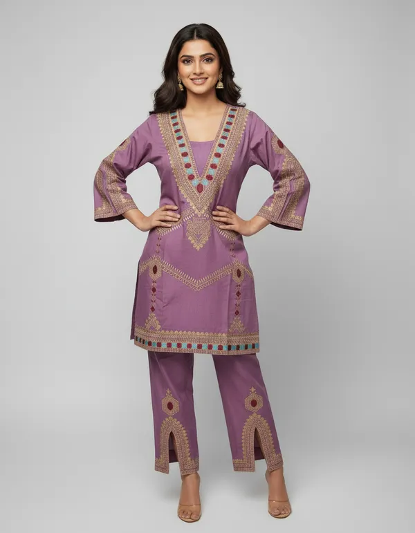 Lavender_And_Purple_Premium_Crepe_Fabric_Kurta_And_Pant_Set_For_Women