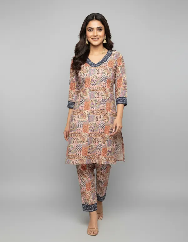 Beige_Premium_Chanderi_Silk_Co-Ord_Set_For_Women