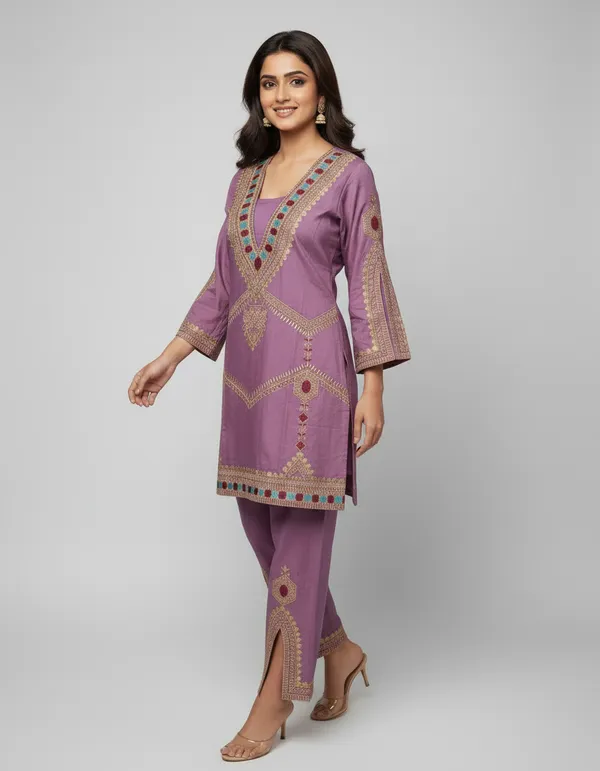 Lavender_And_Purple_Premium_Crepe_Fabric_Kurta_And_Pant_Set_For_Women