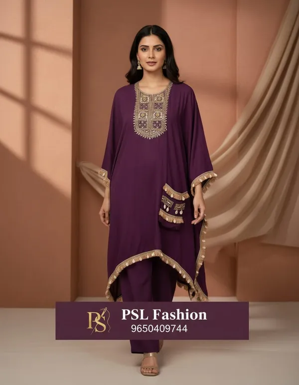 Royal_Purple_Premium_Cotton_Blend_Kurta_And_Pant_Set_For_Women