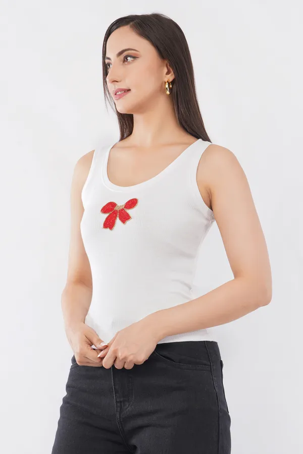 Bead_&_Bloom_Handcrafted_Red_Bow_Motif_Ribbed_Tank_Top_for_Women_|_Cute_Beaded_Bow_Sleeveless_Fitted_Top