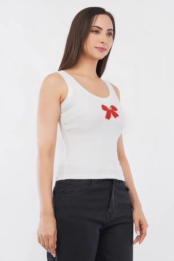 Bead_&_Bloom_Handcrafted_Red_Bow_Motif_Ribbed_Tank_Top_for_Women_|_Cute_Beaded_Bow_Sleeveless_Fitted_Top