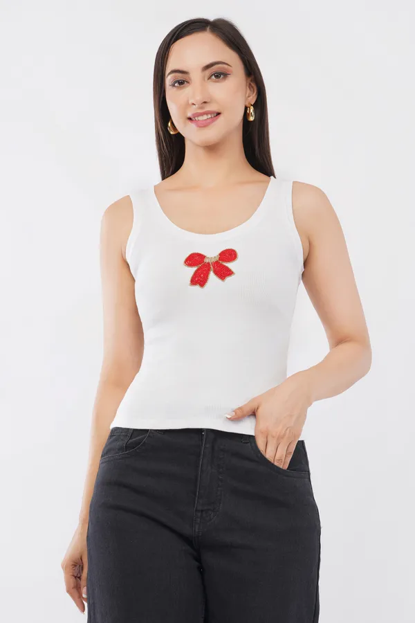 Bead_&_Bloom_Handcrafted_Red_Bow_Motif_Ribbed_Tank_Top_for_Women_|_Cute_Beaded_Bow_Sleeveless_Fitted_Top