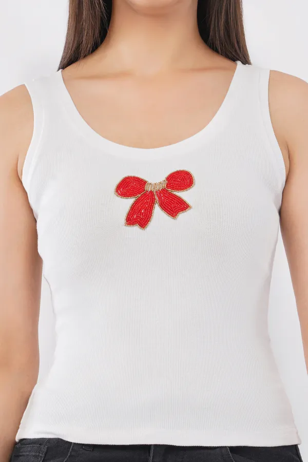 Bead_&_Bloom_Handcrafted_Red_Bow_Motif_Ribbed_Tank_Top_for_Women_|_Cute_Beaded_Bow_Sleeveless_Fitted_Top