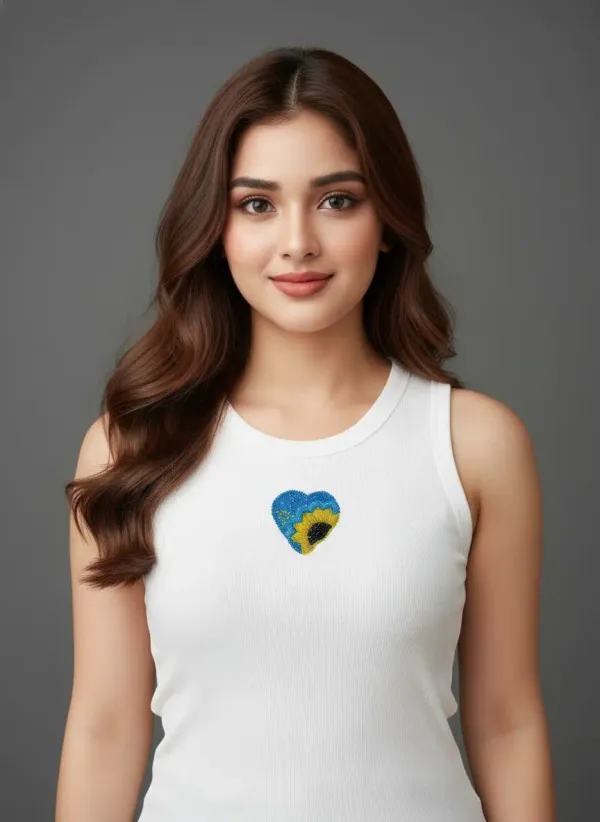 White_Cotton_The_Sunflower_Heart_Beaded_Rib_Tank_Top_For_Women