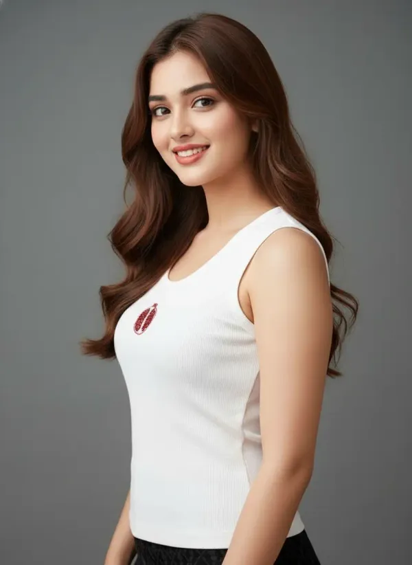 White_Cotton_Pomegranate_Beaded_Ribbed_Tank_Top_For_Women