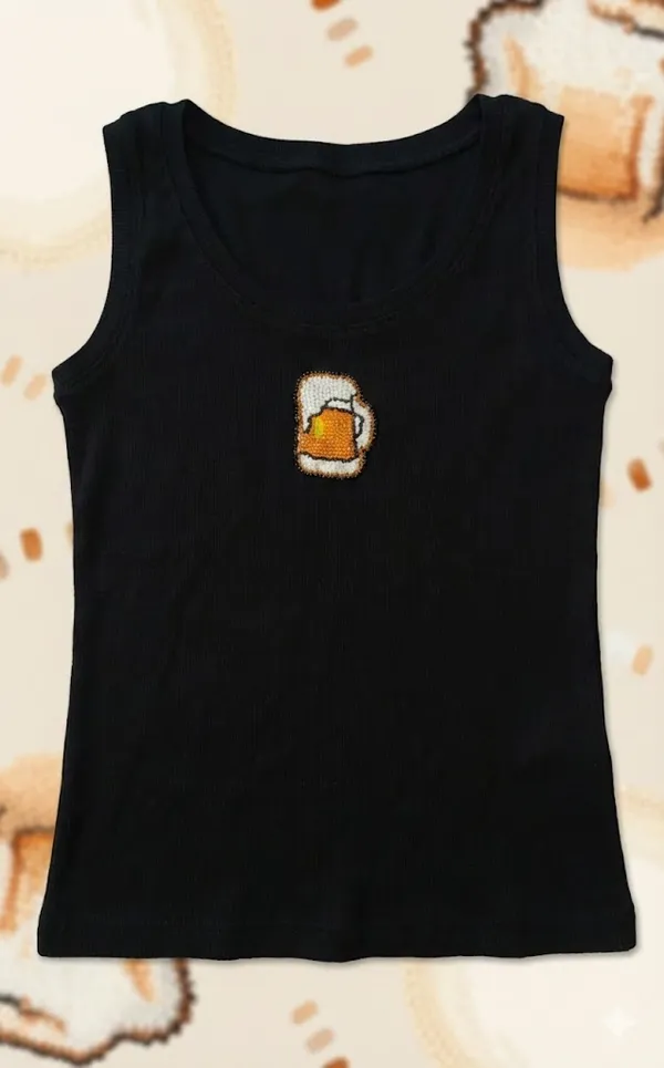 Black_Cotton_Beer_Mug_Beaded_Ribbed_Tank_Top_For_Women