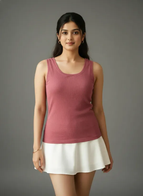 Dusty_Rose_Cotton_Ribbed_Cotton_Tank_Top_For_Women