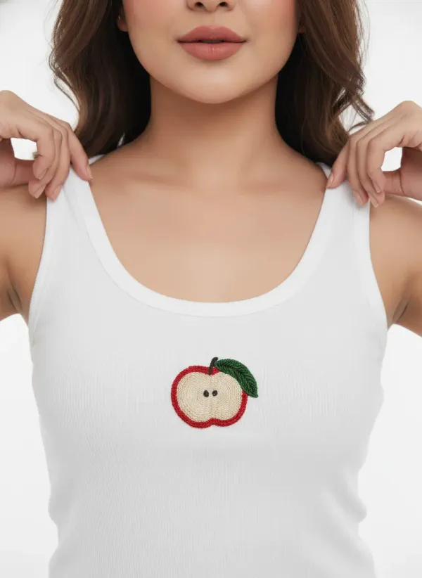 White_Cotton_Apple_Beaded_Tank_Top_For_Women