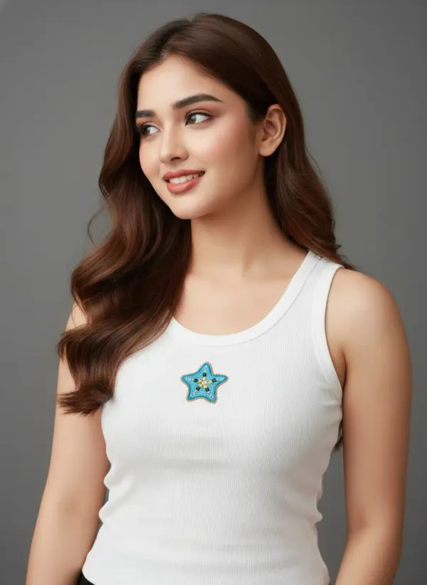 White_Cotton_Star_Beaded_Tank_Top_For_Women