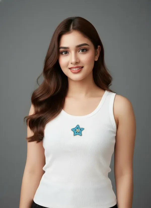 White_Cotton_Star_Beaded_Tank_Top_For_Women