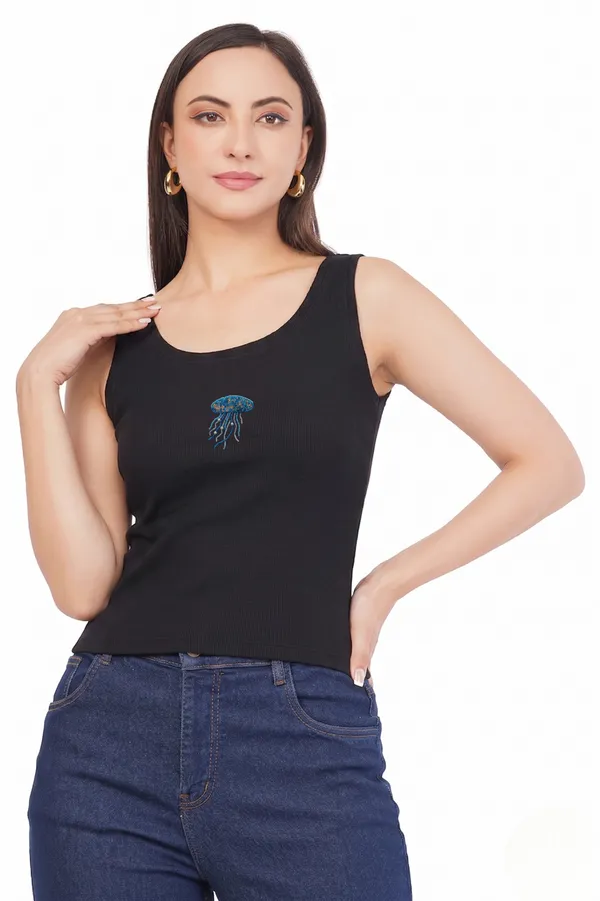 Black_Ribbed_Tank_Top_with_Hand-Beaded_Jellyfish_Motif