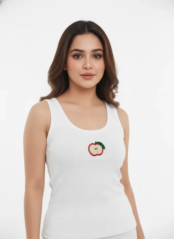 White_Cotton_Apple_Beaded_Tank_Top_For_Women