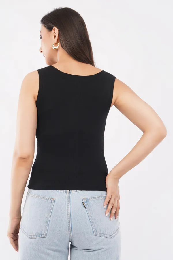 Black_Cotton_Beaded_Crab_Sleeveless_Ribbed_Party_Tank_Top_For_Women