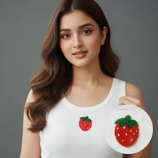White_Cotton_Beaded_Strawberry_Sleeveless_Ribbed_Summer_Tank_Top_For_Women