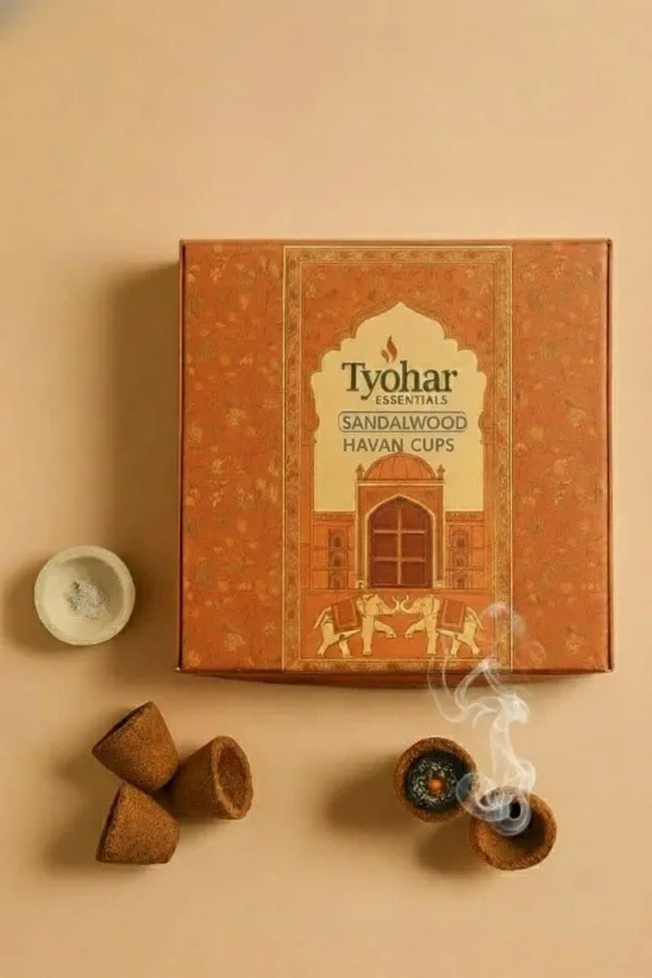 Pack_Of_15_Tyohar_Essential_Sandalwood_Havan_Cups_|_Charcoal-Free_Puja_&_Havan_Samagri_|_Pure_Sandalwood_Aroma_|_Long_Burning_|_Free_Ceramic_Plate_Included