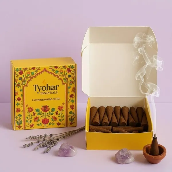 Pack_Of_2_Tyohar_Essential_Natural_Dhoop_Cone_Combo_Lavender_&_Nirvana_|_80_Natural,_Charcoal-Free_Dhoop_Cones_|_Long_Lasting_|_For_Pooja,_Meditation_&_Aromatherapy_|_Free_Ceramic_Plate